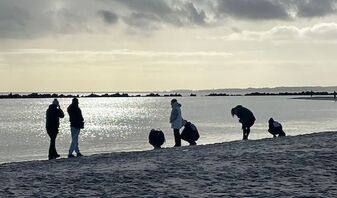 Teilnehmende beim Strandspaziergang in Damp