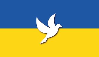 Ukraine-Flagge mit Friedenstaube