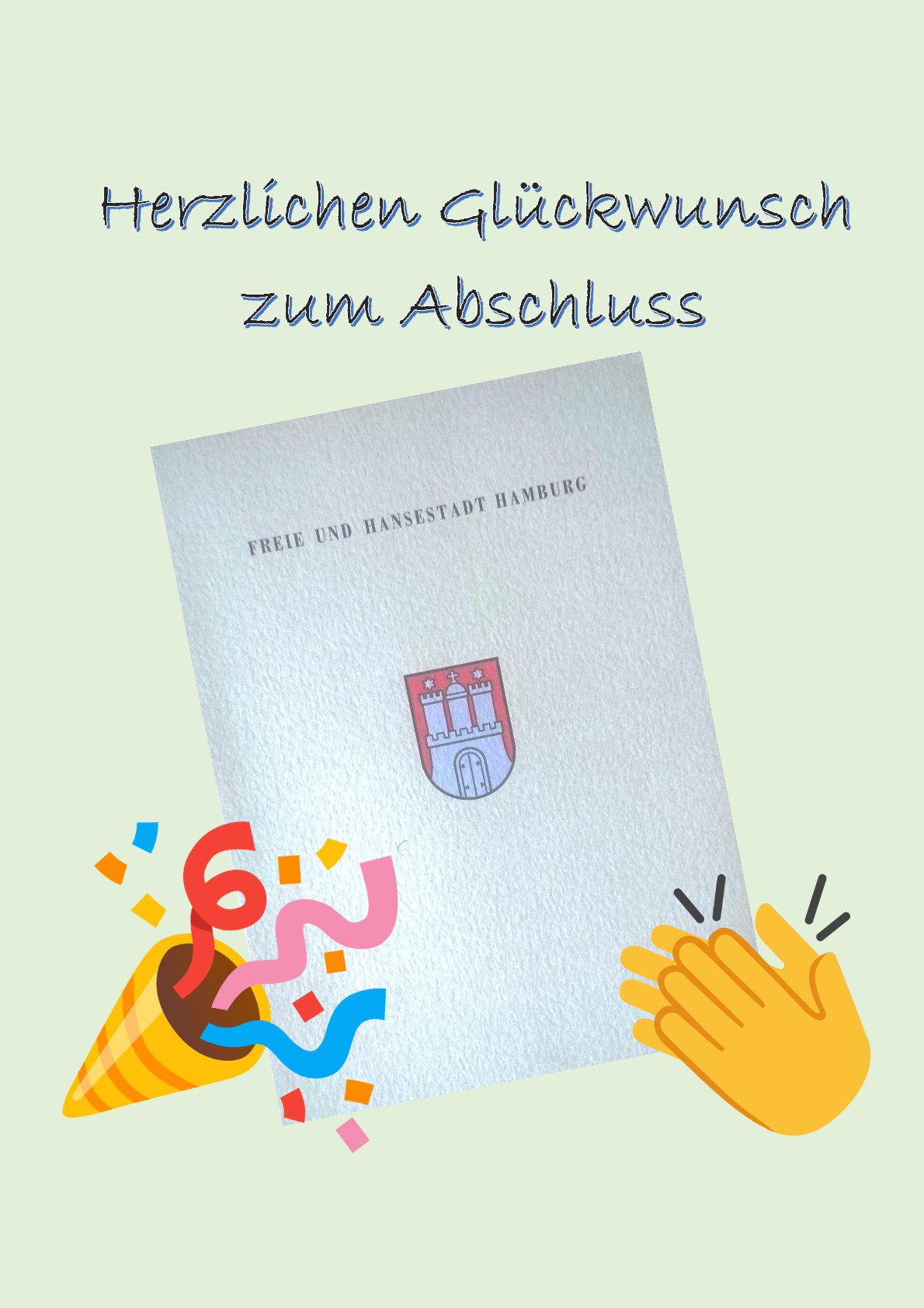 Bild mit Hamburger Zeugnisurkunde